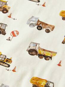 Cozy Pixies 2 Stücke/Set Baby Jungen Cartoon Auto Muster Weicher Gestrickter Rundhals Kurzarm Top und Lässige Shorts