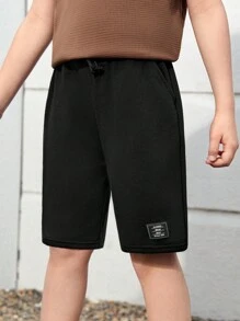 SHEIN Leap Crew Tween Boy 2 Packs Patched Detail Track Shorts - Multicolor - View 4