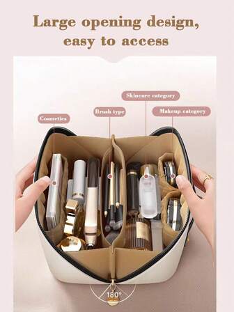 1PC Multifunctional Storage Bag,PU Leather Makeup Bag,Large Capacity Makeup Bag Organizer Cosmetic Bag For Travel,Holiday,Back To School Christmas For Holiday Gift Giving,Boho Vibes