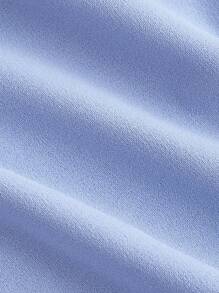 SHEIN MOD Quần ống rộng xếp ly màu khối cỡ lớn cho nữ rộng rãi thoải mái - Màu xanh lam - Xem 4