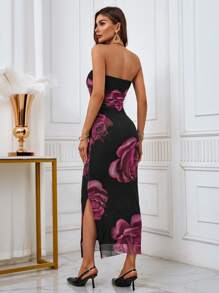 Allurite Vestido sin mangas con estampado floral para mujer, verano