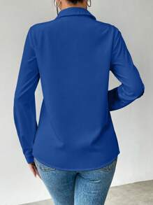 Xyvia Long Sleeve Solid Color Casual Shirt, Spring & Fall