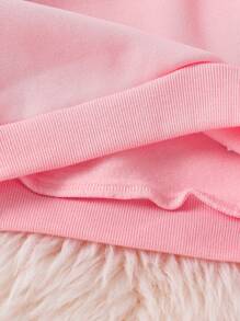 青少年女孩休闲时尚万圣节元素卡通水瓶斜挎包搭配可爱幽灵和字母印花基本款圆领运动衫 - 粉色 - 查看 4