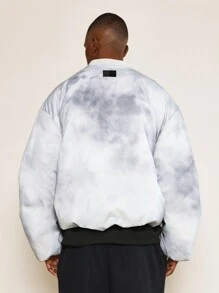 SUMWON Chaqueta de plumón de invierno de lujo, estilo bomber, con estampado de nube, ropa de calle con aislamiento, cremallera, ultra cálida, acolchada, estilo atlético, diseño moderno