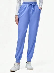 TaskEZ Health Check Scrubs Uniforms Women Solid Color Pet Grooming Work Uniform Set Nutritionist Work Suits Short Sleeved Lab Work Wear - Blue - View 7