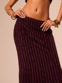 MUSERA Low Rise Maxi Skirt Elegant Spring Summer Sexy Party - Coffee Brown - View 5