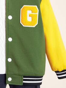 SHEIN 1pc Young Boys' Casual Varsity Jacket, Comfortable, Fashionable, Versatile, Breathable, Suitable For Daily Wear, School, Outings, Sports, Autumn & Winter Season