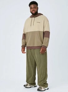 Manfinity NXTstreet Felpa con cappuccio casual in maglia a contrasto oversize da uomo, adatta per l'autunno e l'inverno