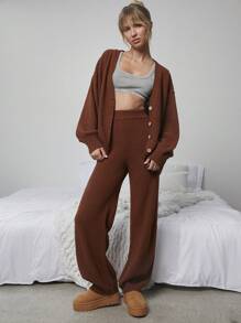 WESTFADE Boho Casual Sweater Lounge Pants - Rust Brown - View 10