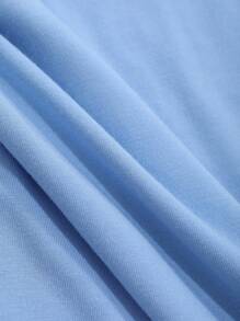 DAZY 1 件女童纯色休闲百搭 T 恤 - 藍色 - 查看 6