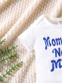 SHEIN Playful Pals 男婴可爱字母印花连帽连身衣（含裤子），春夏