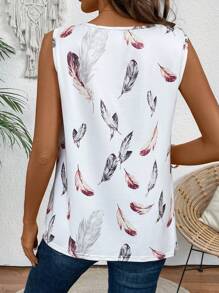 SHEIN LUNE Top de tirantes casual estampada de cuello cuadrado para mujeres