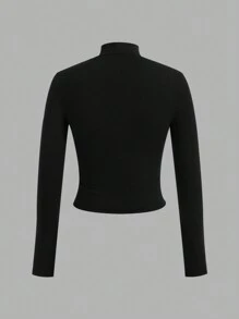 SHEIN EZwear 3 cái/bộ Áo thun dài tay cao cổ trơn vừa vặn phù hợp cho mùa thu đông - Nhiều màu - Xem 6