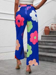 EMERY ROSE Women's Casual Floral Print Straight Leg Pants