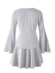 Set da 2 pezzi composto da cardigan oversize con scollo a V scanalato e gonna, in stile casual e alla moda per ragazze adolescenti, con fodera termica