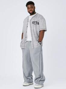 Manfinity VCAY Quần thể thao nam có dây rút thông thường có kích thước lớn, thắt lưng có dây rút, thích hợp để mặc hàng ngày vào mùa thu/đông - Màu Xám nhạt - Xem 6