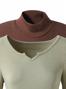 2 件装青少年女孩前扣长袖连体裤休闲套装秋季 - 彩色 - 查看 6