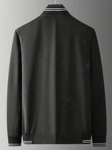 Manfinity Homme Men's Spring/Autumn Geometric Printed Jacket, Single-Breasted - Black - View 2