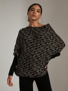 Women's Sweater Knitted 2-Piece Set Sweater & Solid Color Pants - Black - View 5