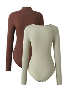 2 件装青少年女孩前扣长袖连体裤休闲套装秋季 - 彩色 - 查看 2