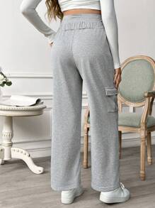 SHEIN Maternity Plain Front Tie Pocket Casual Pants