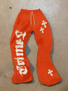 Manfinity Roghcode 男士字母印花抽绳腰休闲运动裤