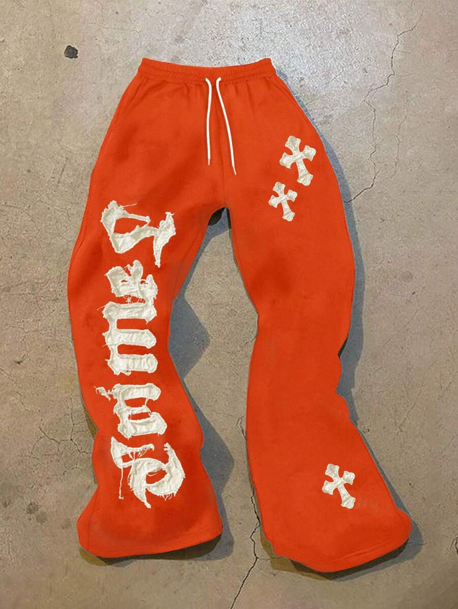 Manfinity Roghcode 男士字母印花抽绳腰休闲运动裤