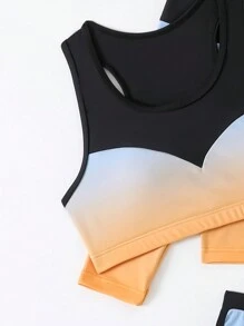 4 件套 Tween 女童渐变色拼色泳衣套装 - 彩色 - 查看 3