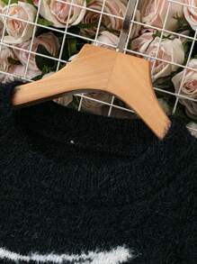 SHEIN LUNE Plus Size Crew Neck Long Sleeve Simple Pullover Sweater, Casual Daily Wear Knit Pullover Fall Winter Outfit