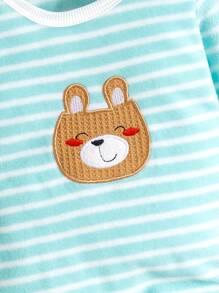 Baby Striped & Cartoon Graphic Footed Sleep Jumpsuit - Multicolor - View 6