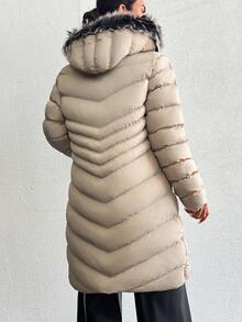 EURMUSE Women's Fashionable Quilted Hooded Padded Coat, Winter