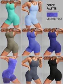 Innovista 女士洗涤效果和网状结构高弹力超无缝运动连体裤，收腹提臀连体短裤，外出连体裤，紫罗兰紫色连体裤，女士连体裤，连体裤