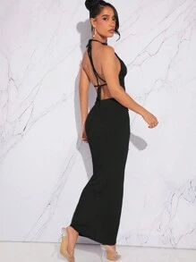 Hauture Halter Tie Backless Top & Skirt Set