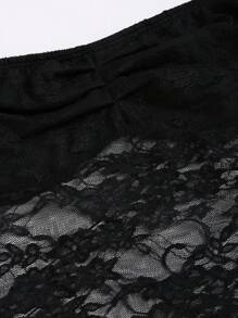 SHEIN Unity Women Lace Patchwork Solid Sweetheart Neck Long Sleeve Top (Random Cut) - Black - View 5