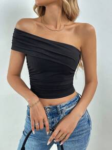 SHEIN Tall 1 件不对称合身单肩女式衬衫