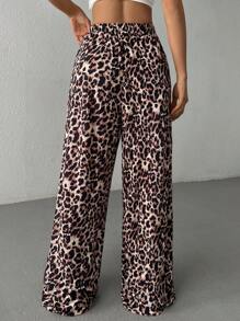 SHEIN EZwear Women Leopard Print Woven Wide Leg Pants