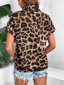 EMERY ROSE 女士豹紋蝙蝠袖衫 - 棕色 - 查看 2