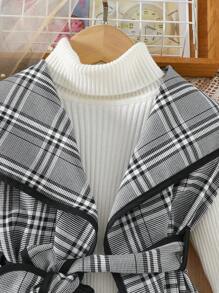 Girls' Casual Plaid Pattern Jacket - Multicolor - View 5