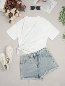 Áo thun nữ phong cách punk thường ngày, cổ tròn, tay ngắn, in hình môi, thời trang gothic đường phố, thích hợp cho mùa hè. - Màu Hồng baby - Xem 2