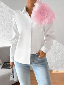 Chiquease Women's Floral Decorated Shirt Blouse