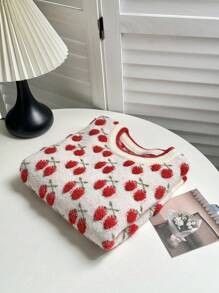 Elamini Women's Casual Cherry Print Short Sleeve Knit Sweater, Spring And Autumn - Apricot - View 5