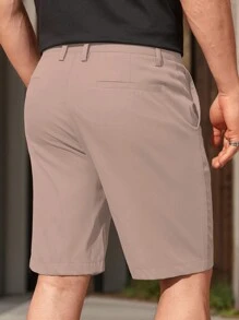 Manfinity Homme 夏季纯色休闲短裤，带口袋 - 粉色 - 查看 2