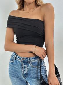 SHEIN Tall 1 件不对称合身单肩女式衬衫