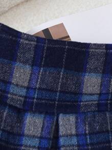 SHEIN Genkimix Kids 1pc Young Girls' Casual Plaid Pattern Skirt, Spring Autumn - Multicolor - View 5