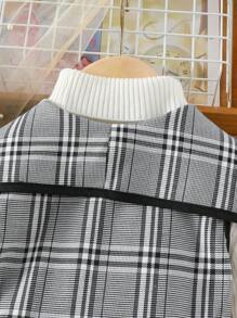 Girls' Casual Plaid Pattern Jacket - Multicolor - View 7