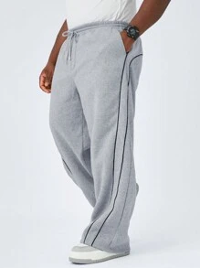 Manfinity VCAY Quần thể thao nam có dây rút thông thường có kích thước lớn, thắt lưng có dây rút, thích hợp để mặc hàng ngày vào mùa thu/đông - Màu Xám nhạt - Xem 5