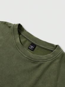 Manfinity EMRG 男士圆领短袖字母印花简约 T 恤，休闲日常，图案 T 恤