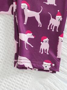 Bộ đồ ngủ dài tay và quần dài bằng lụa sữa cho bé gái 180g Bộ đồ ngủ in kỹ thuật số, vừa vặn - Màu tím - Xem 7