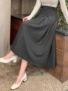 DAZY Women's Solid Color A-Line Skirt - Dark Grey - View 5