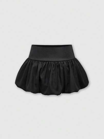 Kawaii Jupe mini bouffante noire à taille basse polyvalente et décontractée pour femmes, automne et hiver - peut être associée à des vêtements de dessus ou des sweats à capuche